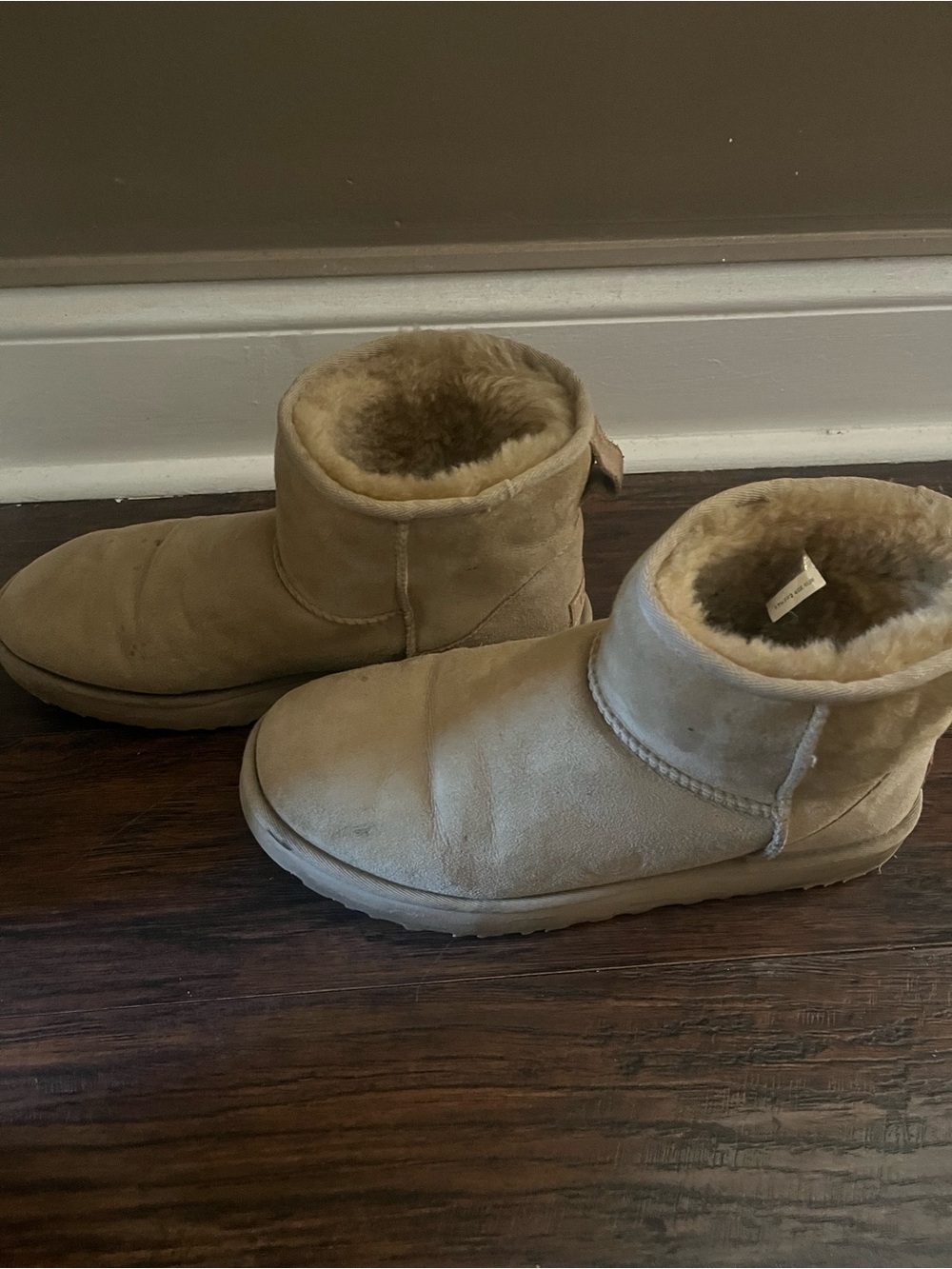 UGG Classic Mini Boot Suede Shearling-Lined Boots in Brown